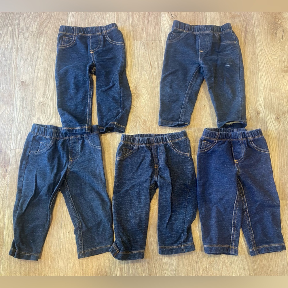 Set of jeans, 12 months, 5 pairs, dark blue bundle